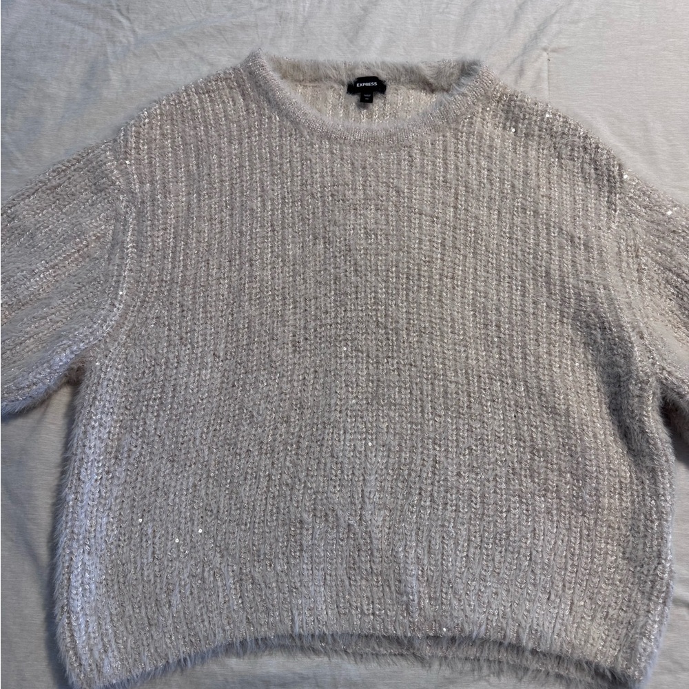 Express Fuzzy Tan Sweater